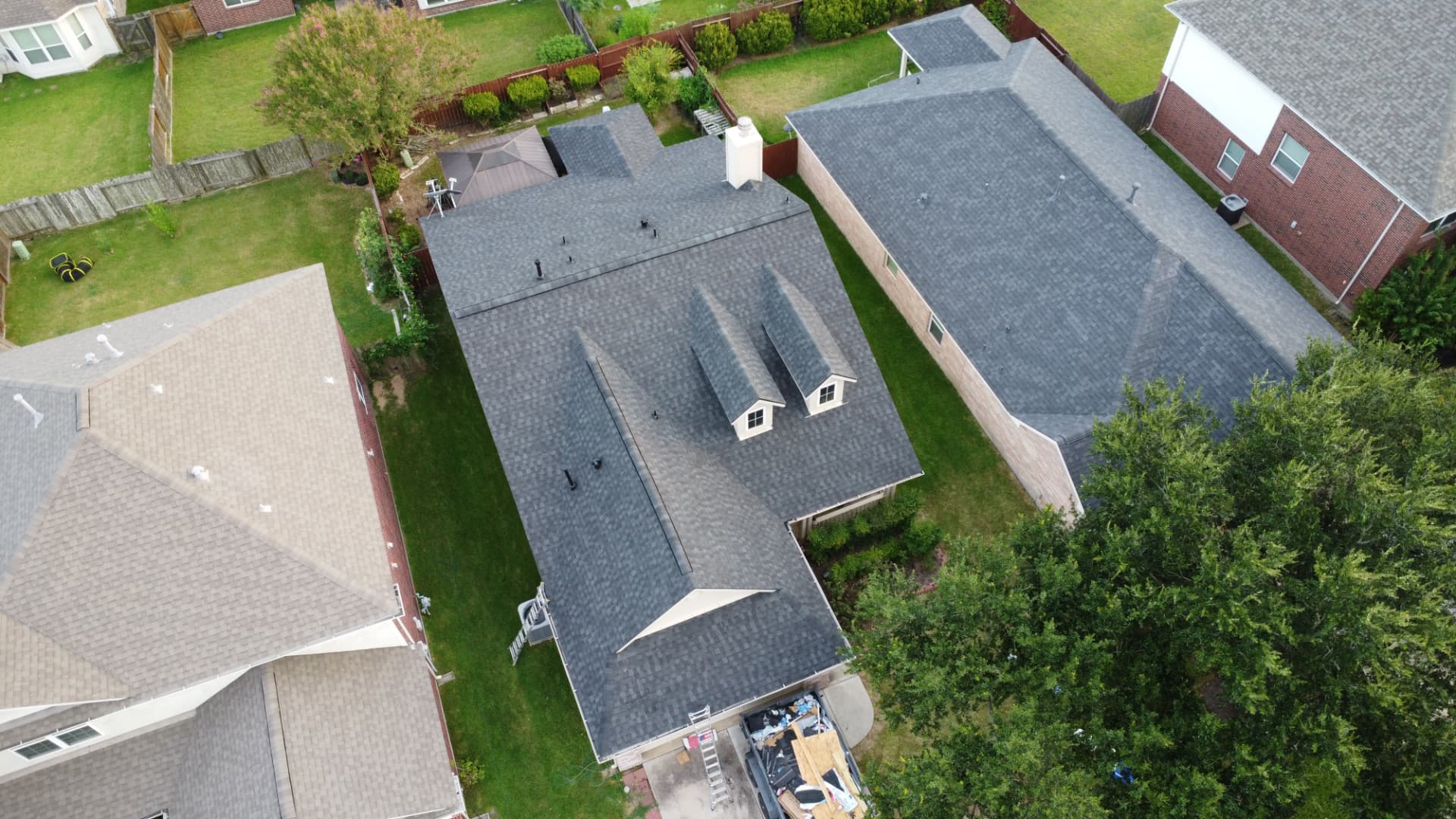Finished roofing result photographed from above