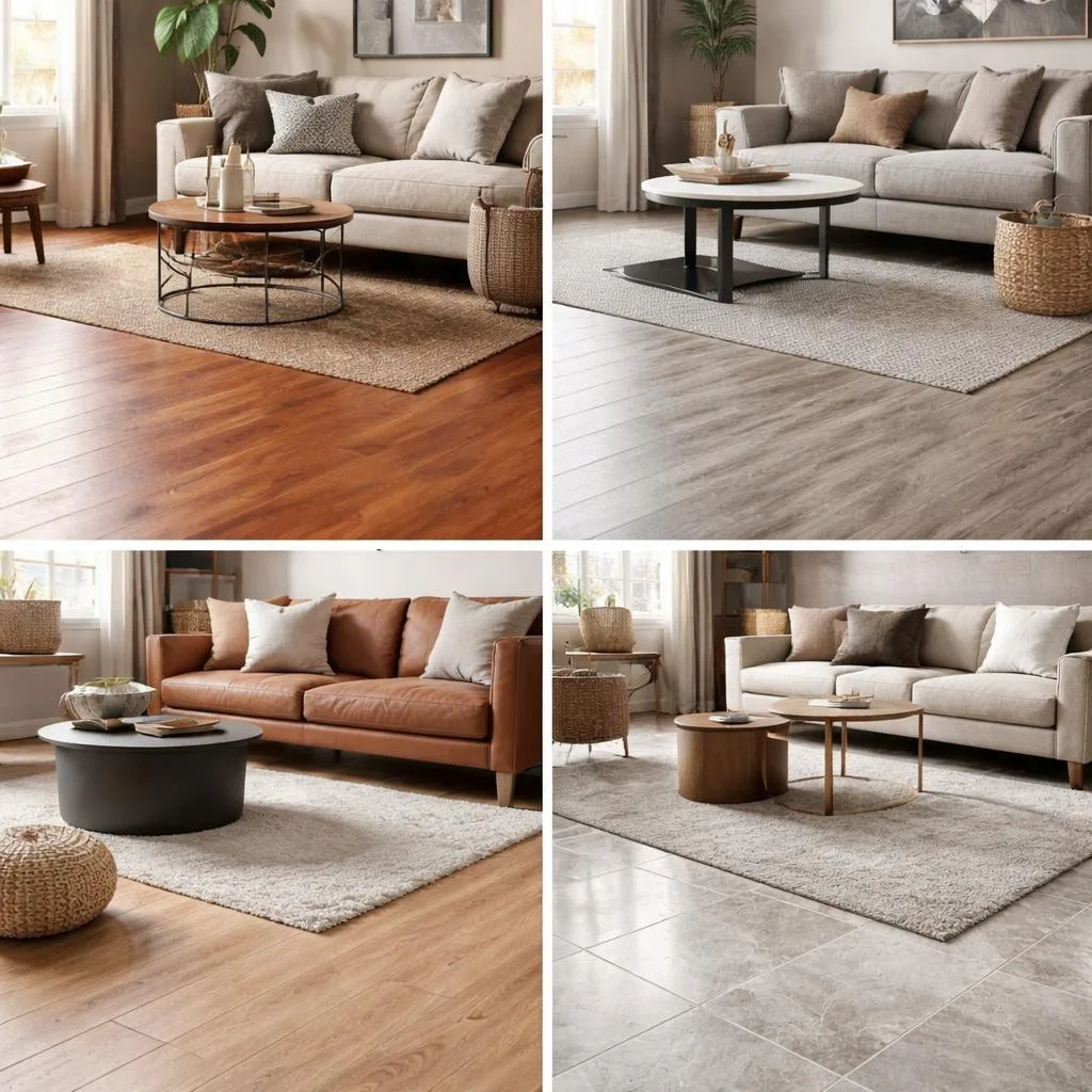 Examples of wood-look flooring styles and tones