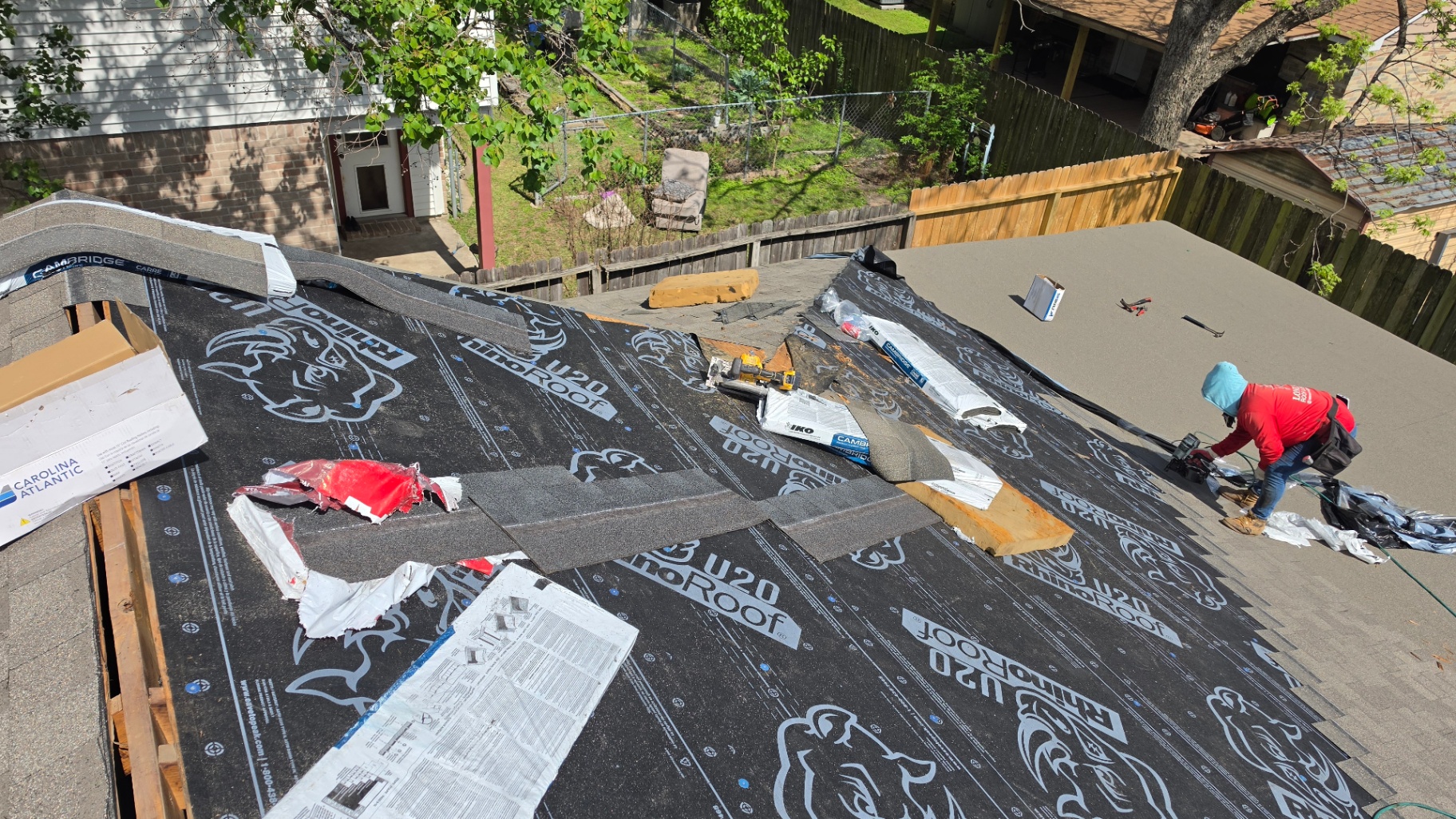 Roof replacement work in progress by E Torres Solutions