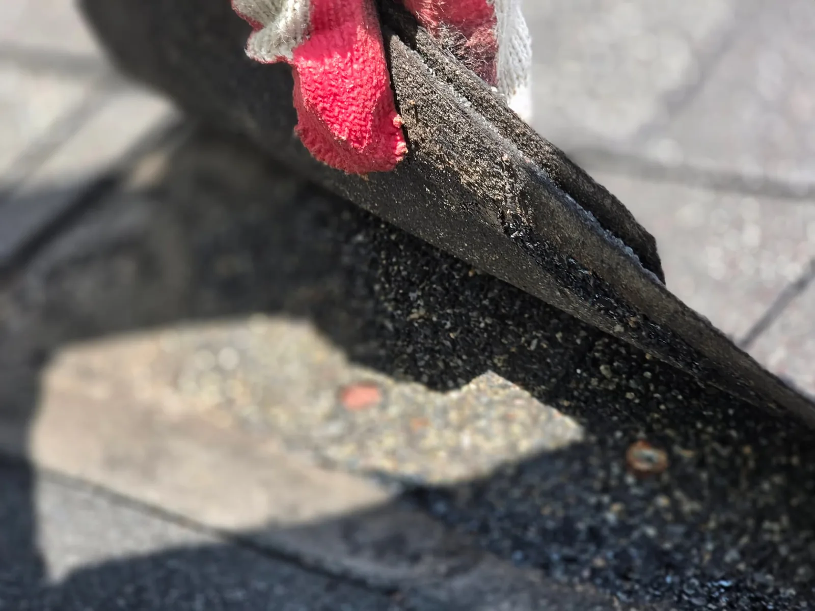 E Torres Solutions documenting roof shingle conditions during a property inspection