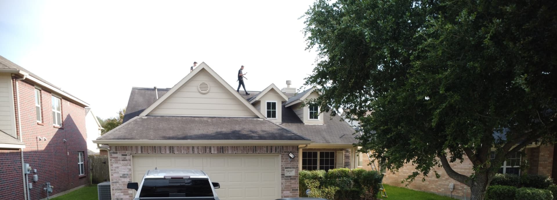 Completed roofing work on a residential property