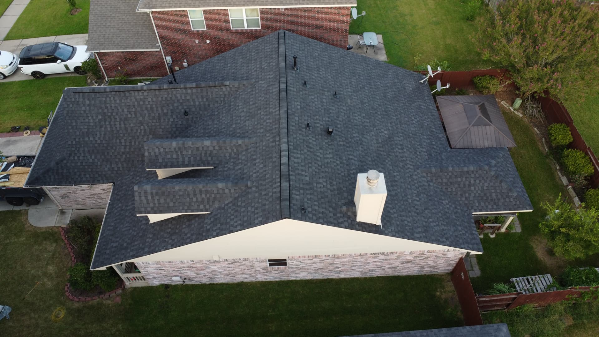 Finished roofing result photographed from above